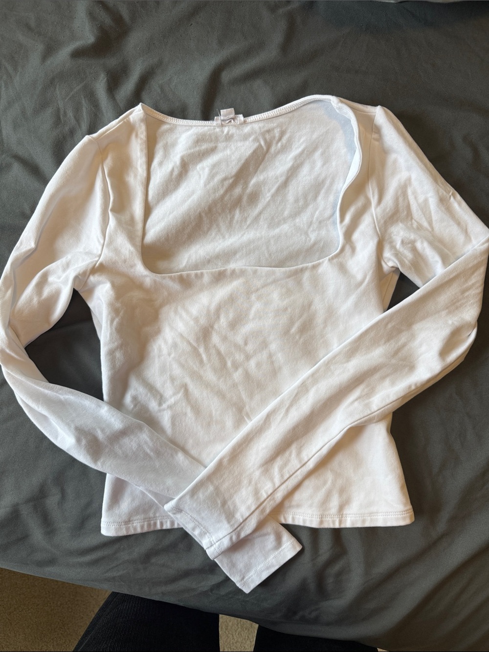 Garage White Long-Sleeve Square Neck Top